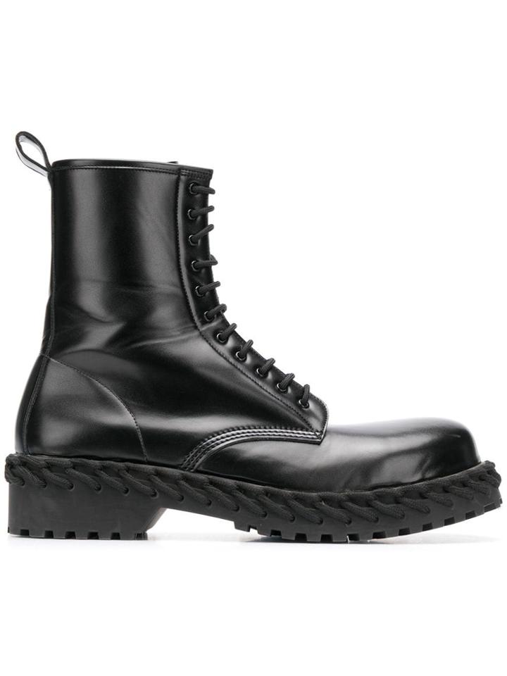 Balenciaga Lace-up Ankle Boots - Black