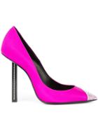 Saint Laurent Crystal Embellished Pointed Pumps - Pink & Purple
