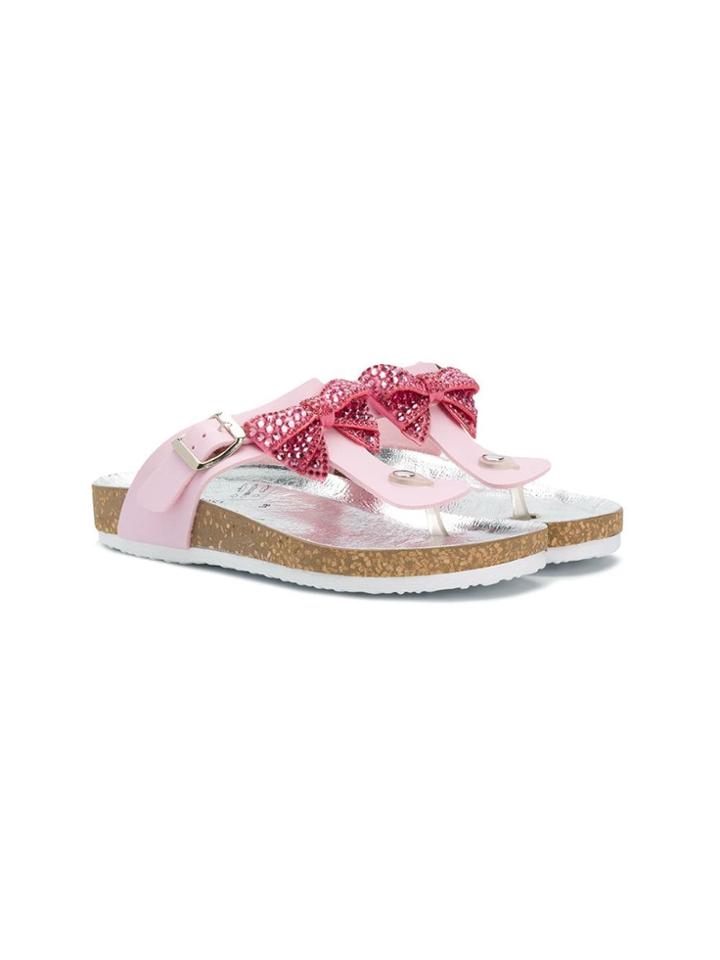 Monnalisa Embellished Bow Sandals - Pink
