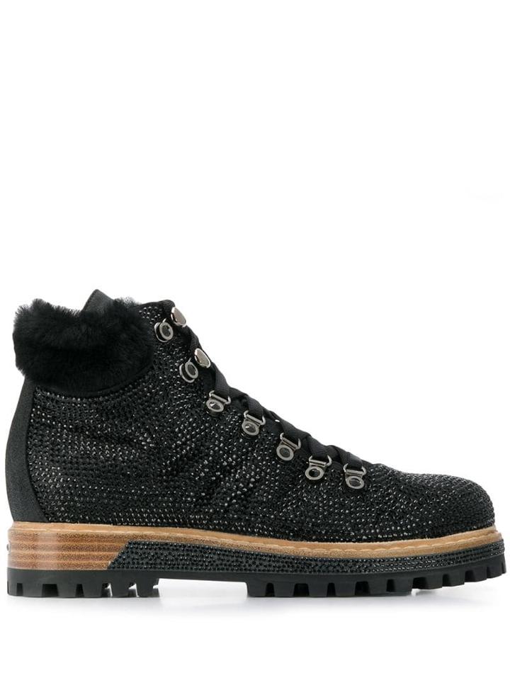 Le Silla Crystal Embellished Boots - Black