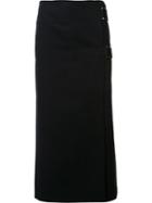 Sacai Buckled Wrap Skirt, Women's, Size: 3, Blue, Cupro/wool