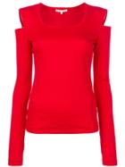Helmut Lang Cold Shoulder Top - Red