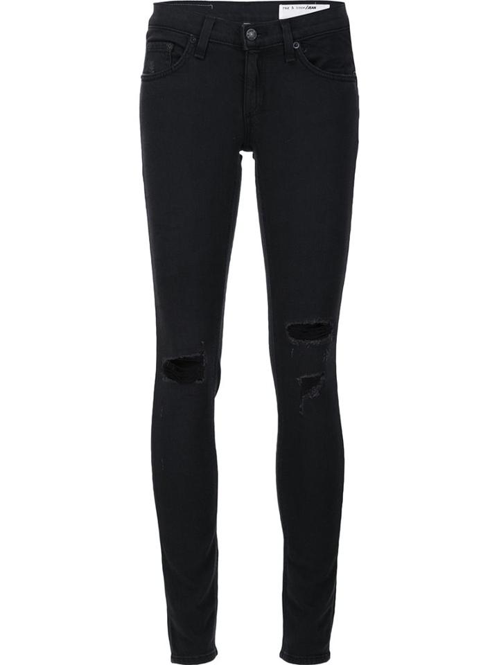 Rag & Bone /jean Distressed Skinny Jeans, Women's, Size: 28, Black, Rayon/cotton/cupro/polyurethane