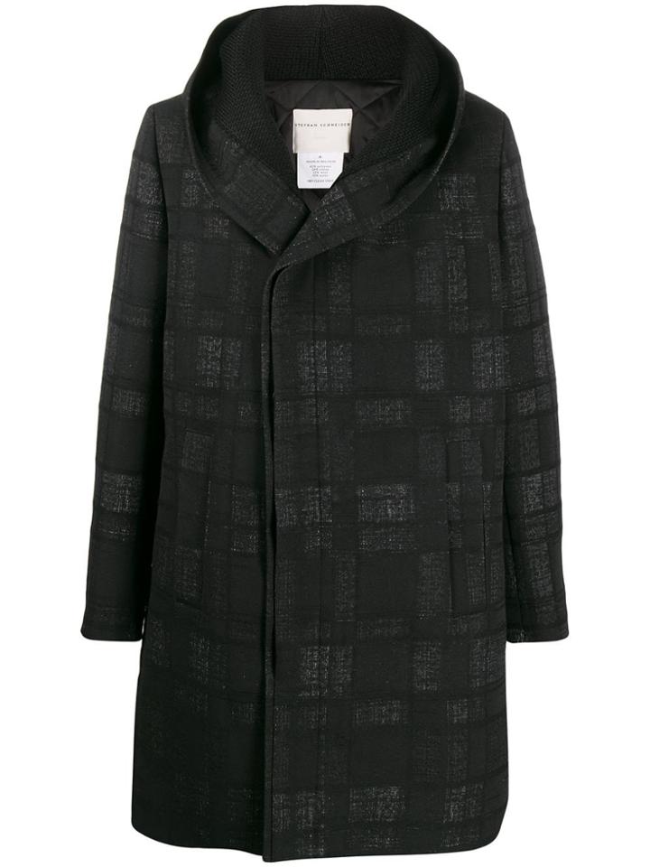 Stephan Schneider Slogan Hooded Coat - Black