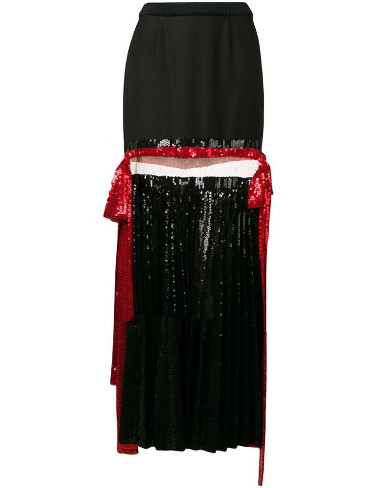 Atu Body Couture Pleated Sequin Maxi Skirt - Black