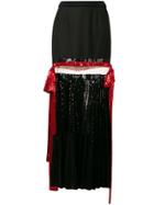 Atu Body Couture Pleated Sequin Maxi Skirt - Black