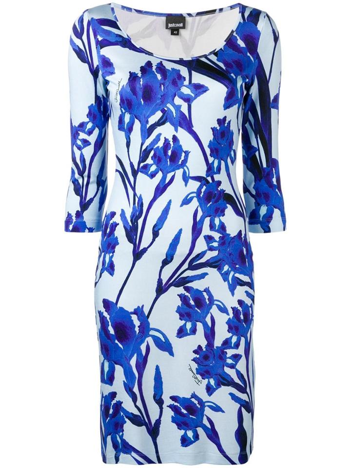 Just Cavalli Fitted Floral Dress - Blue