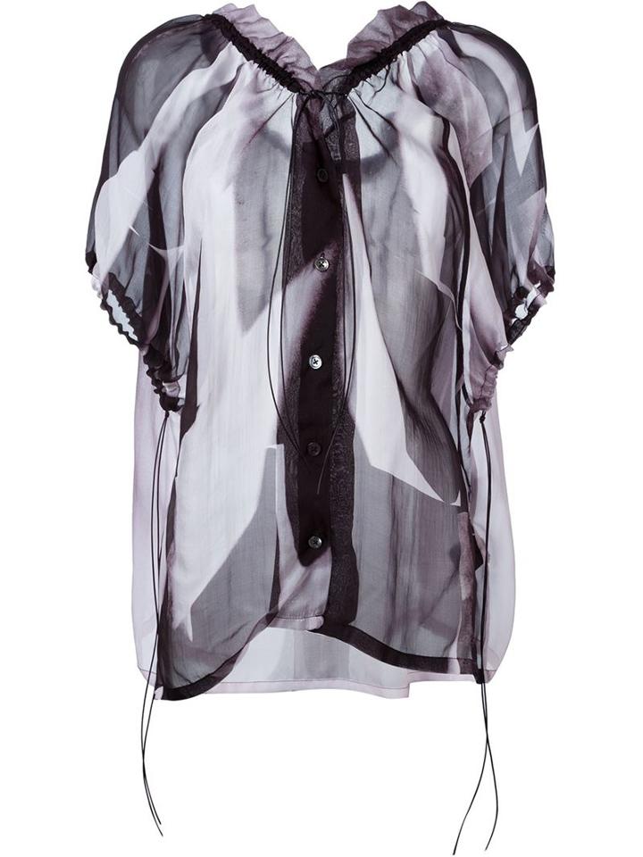 Ann Demeulemeester Frilled Neck Blouse, Women's, Size: 36, Black, Silk