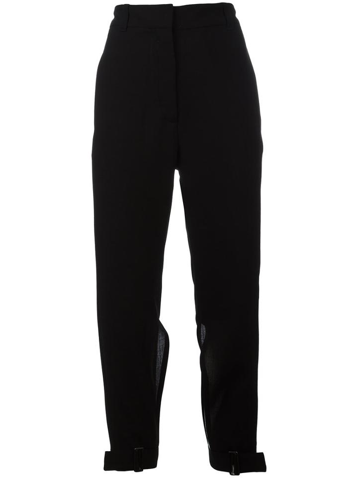 Ann Demeulemeester Slit Cropped Trousers, Women's, Size: 40, Black, Virgin Wool/cotton/rayon