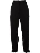 Ann Demeulemeester Slit Cropped Trousers, Women's, Size: 40, Black, Virgin Wool/cotton/rayon
