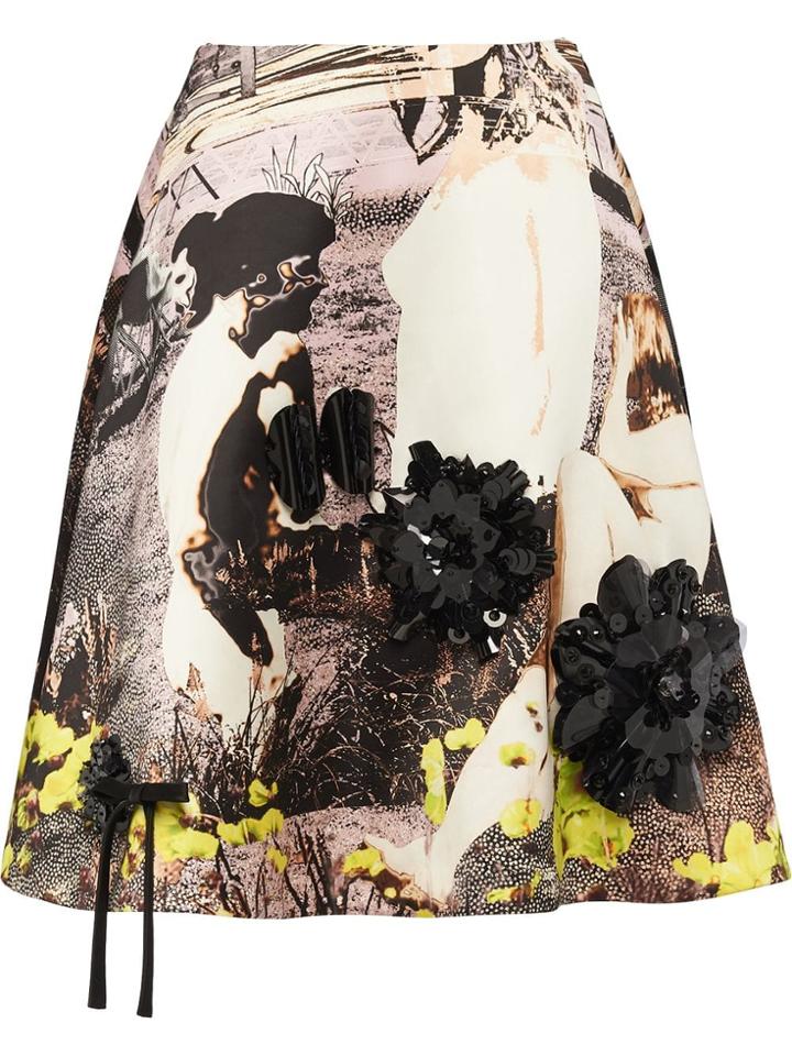 Prada Duchesse Skirt With Human Motif - White