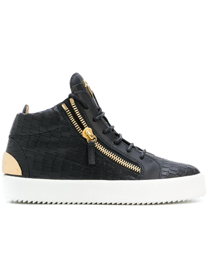 Giuseppe Zanotti Design Crocodile Embossed Kriss Sneakers - Black