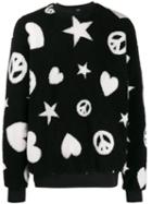 Love Moschino Star And Heart-print Fleece Sweatshirt - Black