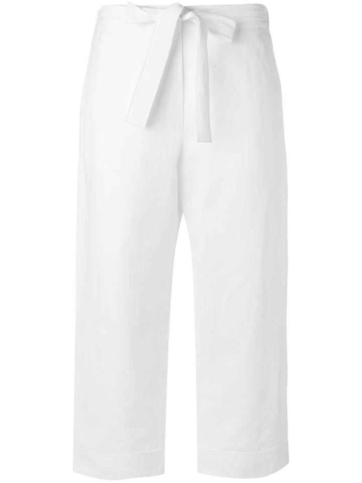 Sara Lanzi - Cropped Trousers - Women - Cotton/linen/flax - M, Women's, White, Cotton/linen/flax