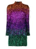 Ashish Sunset Ombré Tinsel Mini Dress - Purple