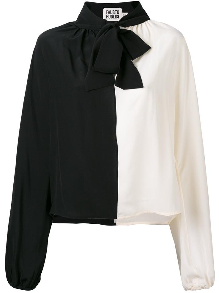 Fausto Puglisi - Neck Tie Blouse - Women - Silk - 40, Black, Silk
