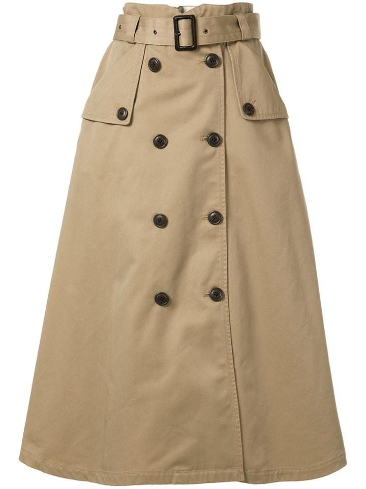 Loveless A-line Midi Skirt - Brown