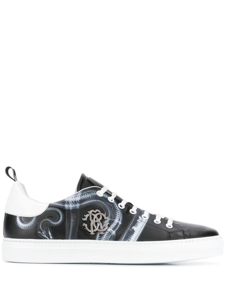 Roberto Cavalli Logo Plaque Printed Sneakers - Black