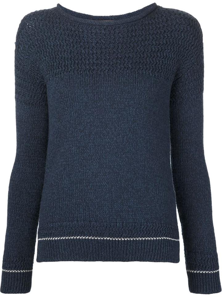 Loro Piana Contrast Stitch Marled Sweater