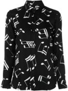 Saint Laurent Music Note Printed Shirt, Women's, Size: 40, Black, Viscose