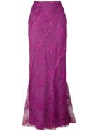 Alberta Ferretti - Embroidered Skirt - Women - Silk/polyamide/acetate/other Fibers - 42, Pink/purple, Silk/polyamide/acetate/other Fibers
