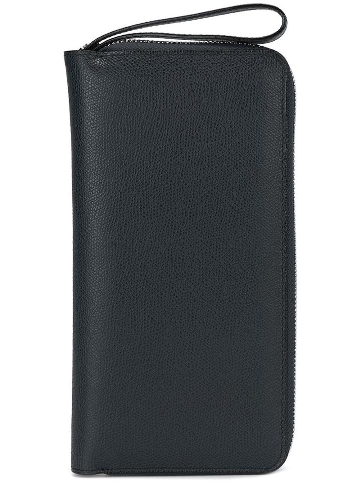 Valextra 'all In One' Travel Wallet, Men's, Blue, Calf Leather