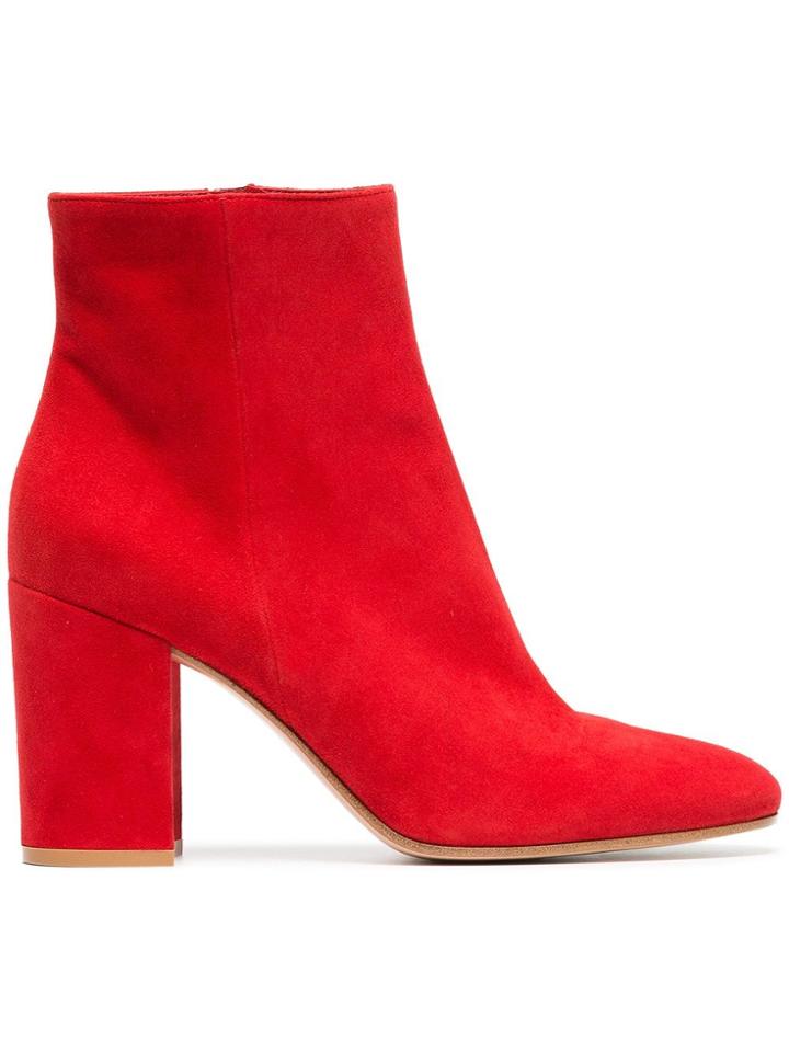 Gianvito Rossi Red Margaux 85 Suede Leather Ankle Boots