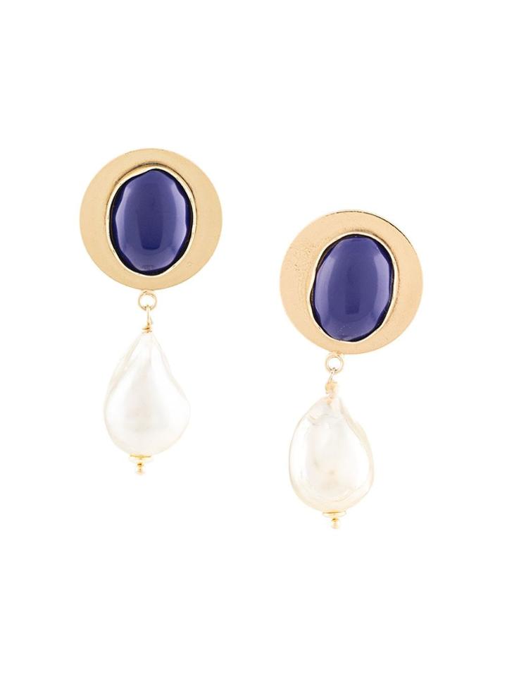 Magda Butrym Drop Pearl Earrings - Gold