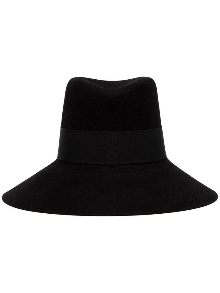 Saint Laurent Black Nina Fur Felt Fedora Hat