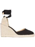 Castañer Wedge Heel Espadrllles With Ankle Ribbon - Black