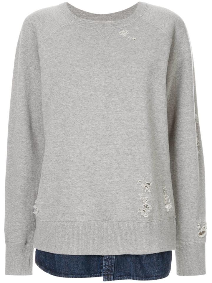 Maison Mihara Yasuhiro Distressed Denim Panel Sweatshirt - Grey