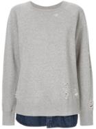 Maison Mihara Yasuhiro Distressed Denim Panel Sweatshirt - Grey