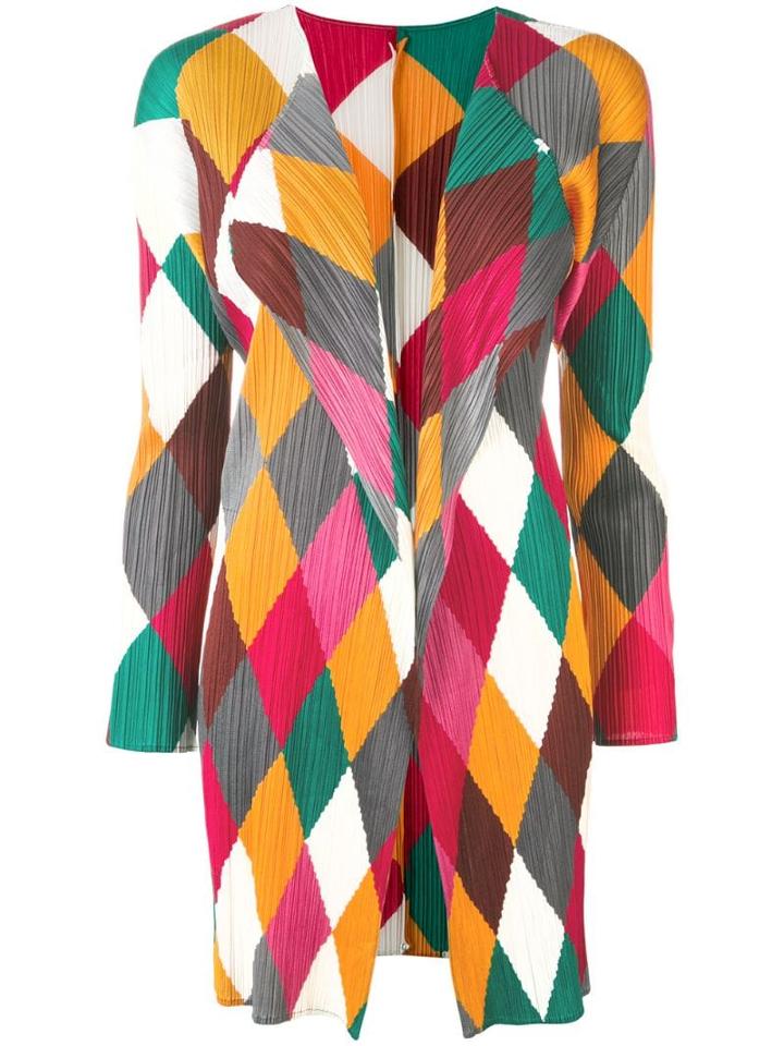 Issey Miyake Pre-owned Pleats Please Diamond Print Cardigan - Red