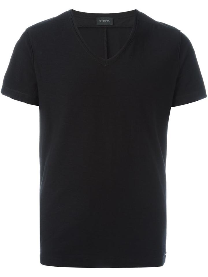 Diesel V-neck T-shirt, Men's, Size: Medium, Black, Cotton