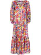 Borgo De Nor Floral Burst Midi Dress - Purple