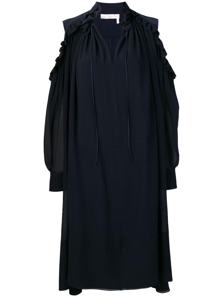 Chloé Ruffle Trimmed Dress - Blue