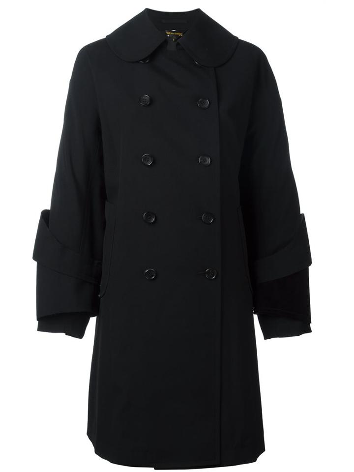 Comme Des Garçons Double-breasted Trench Coat, Women's, Size: Medium, Black, Cotton/cupro/wool