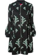 Moncler Gamme Rouge Floral Embroidered Jacquard Puff Sleeve Oversized Coat