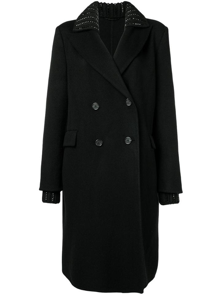 Ermanno Scervino Knit Collar Coat - Black
