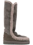 Mou Whipstitched Knee Boots - Grey