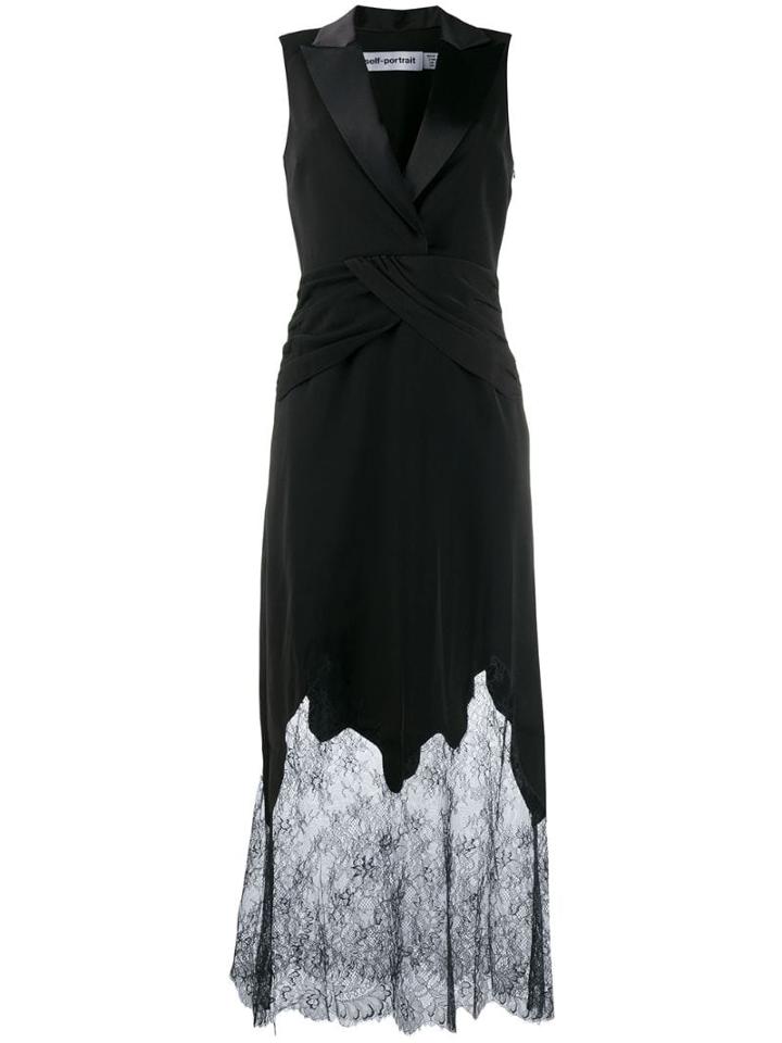 Self-portrait Lace Tuxedo Dress - Black