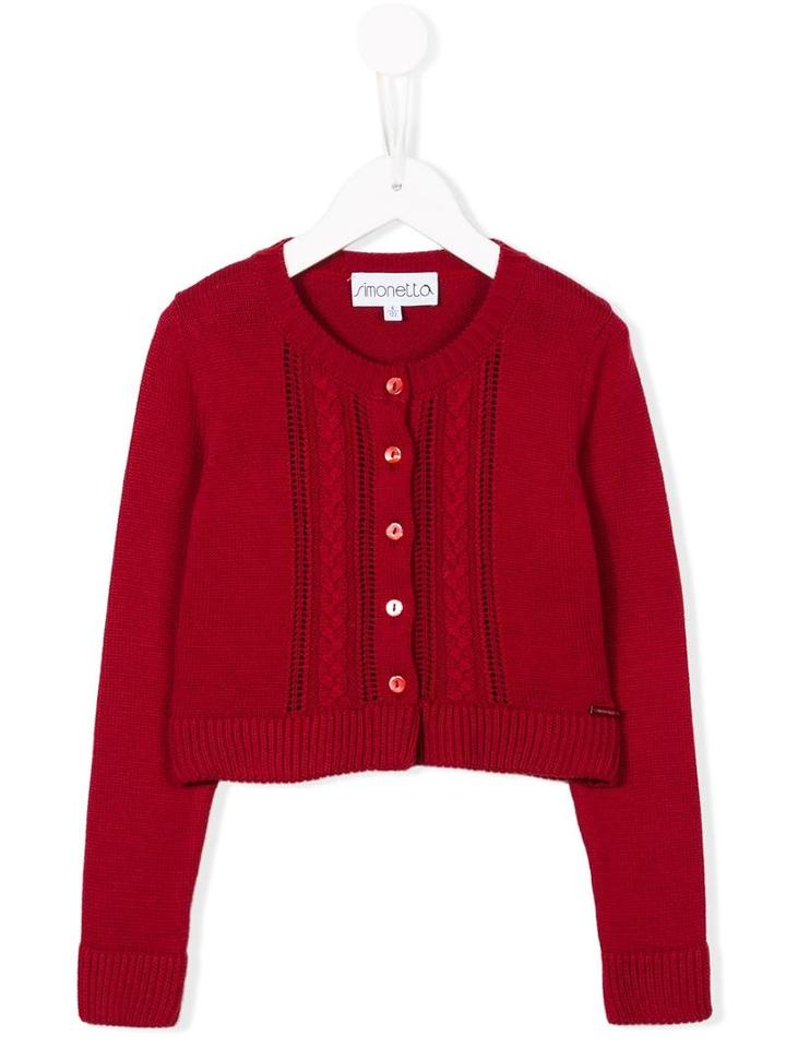 Simonetta Cable Knit Cardigan, Girl's, Size: 8 Yrs, Red