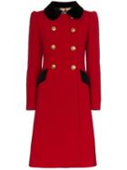 Dolce & Gabbana Double-breasted Contrast Collar Wool Blend Coat - Red