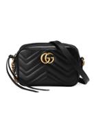Gucci Black Leather Gg Marmont Matelassé Mini Bag
