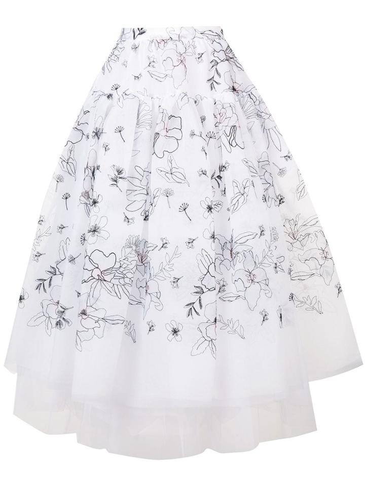 Ermanno Scervino Embroidered Tulle Skirt - White
