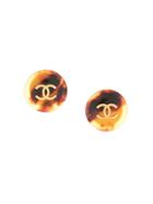 Chanel Pre-owned Cc Tortoiseshell Button Earrings - Brown