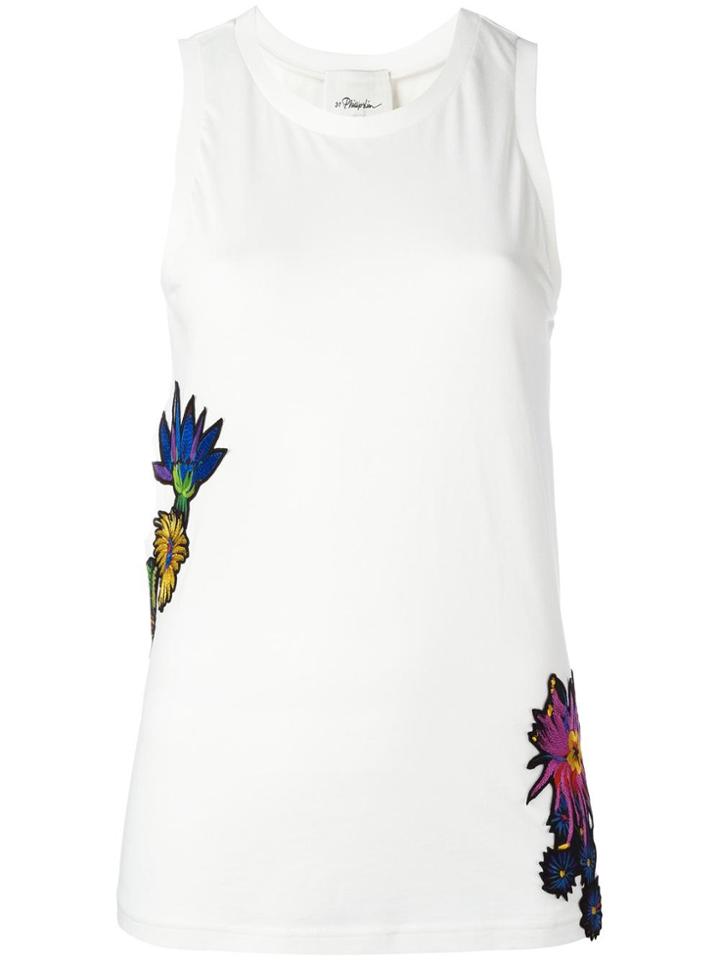 3.1 Phillip Lim Floral Embroidered Tank Top - White