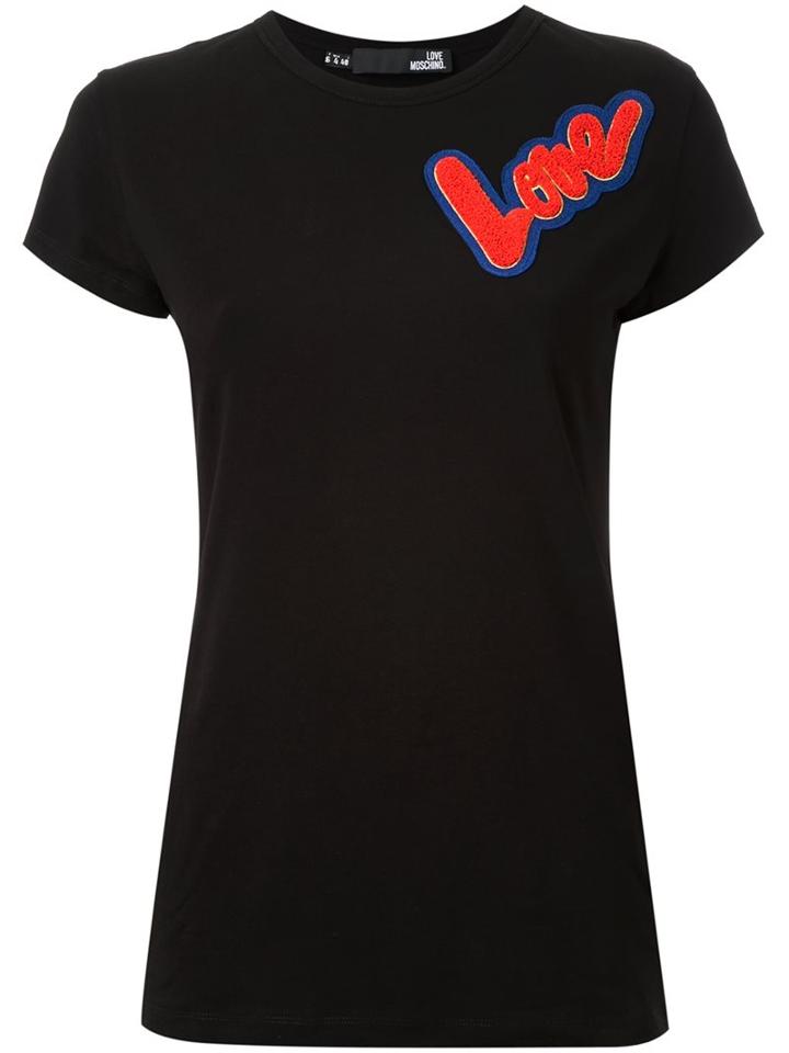 Love Moschino Love Patch T-shirt, Women's, Size: 40, Black, Cotton/spandex/elastane