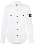 Stone Island Arm Patch Shirt, Men's, Size: Large, White, Cotton/spandex/elastane