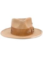 Nick Fouquet Camel Distressed Fedora Hat - Brown